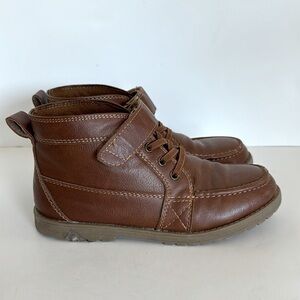 Boys Faux Leather Lace Up Boots - Chestnut Size 2